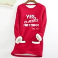 thumbnail image 2 of CFLVAEK Yes, I'm Always Freezing Sweatshirts for Women Plus Size Sherpa Fleece Lined Sweatshirt Round Neck Thermal Pullovers Comfy Long Sleeve Fall Winter Tops with Pockets Red XXXL, 2 of 4