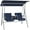Dark Blue, variant on Resenkos 2-Seater Swing With Canopy & Table, Patio Garden Swing, Poolside Backyard Relaxation, Gray