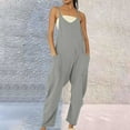 thumbnail image 2 of Comdrip Womens Jumpsuit, Womens Casual Summer Jumpsuit Sleeveless Loose Solid Color Comfortable Strap Loose Jumpsuit Pocket Jumpsuit for Women Overalls for Women Grey2 2XL, 2 of 5