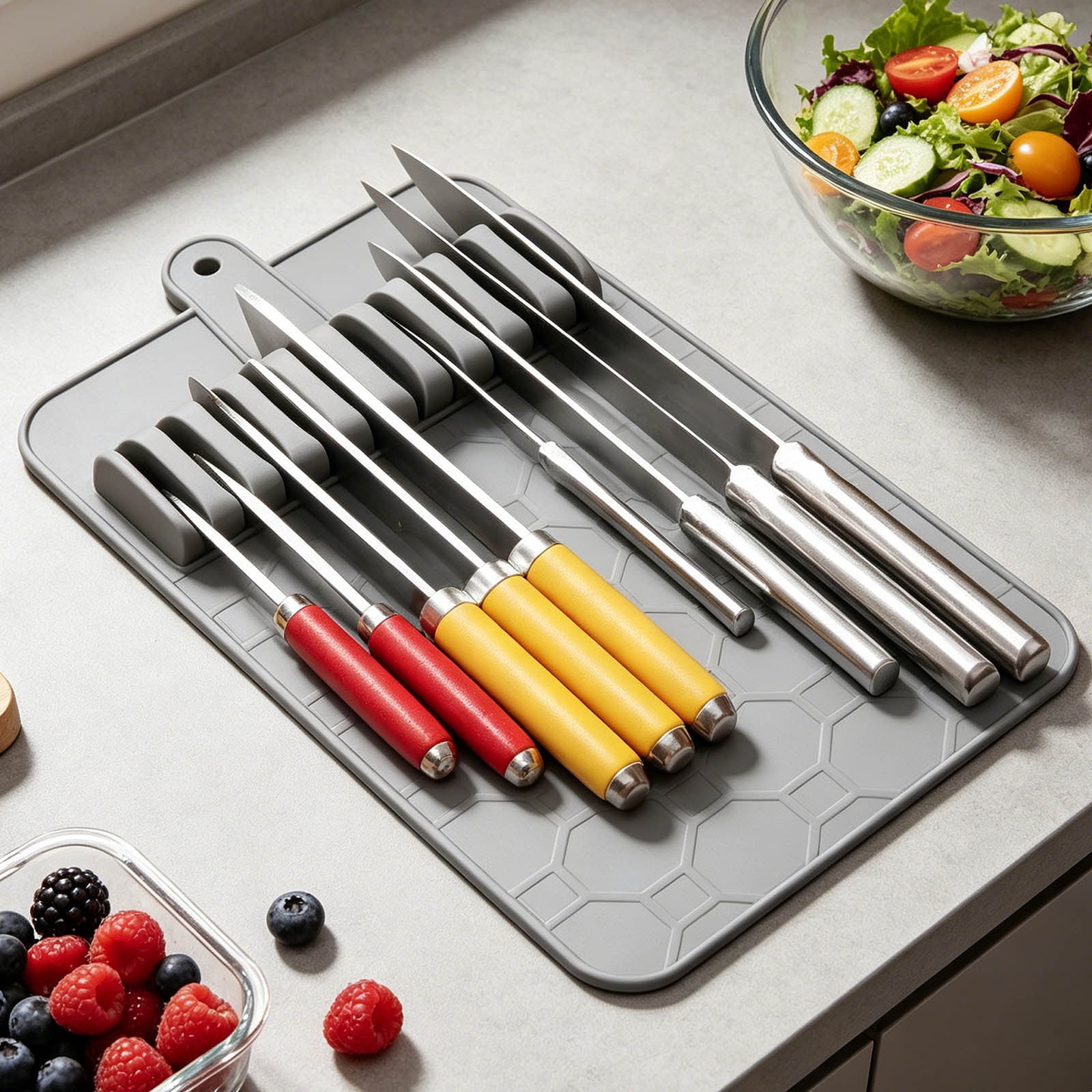 Drawer Organizer Silicone Storage Tray Holder Cutlery Tray Non Flexible Structure Suitable For Kitchen Organization Home Drawer Kitchen Pan Organizer Dish Dry Rack Utensil Holder for Dish Rack