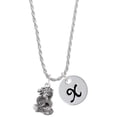 thumbnail image 1 of Delight Jewelry Silvertone Dragon with AB Crystal Eyes & Clear Ball Silvertone Script Initial Disc - X - Charm Necklace, 20"+3", 1 of 1