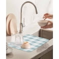thumbnail image 3 of Ombre Aqua Blue White Plaid Dish Drying Mat, Checkerd Pattern Absorbent Dish Drying Matt Pad for Kitchen Countertops,Sinks,Dish Drainer Racks, Large 18x24inx1 Pc,, 3 of 8