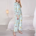 thumbnail image 3 of Lsque Space With Dino Astronauts Pattern Long Sleeve Pajama Set for Women - Soft 2-Piece Sleepwear and Loungewear Set with Pockets, Comfy Nightwear-XX-Large, 3 of 7