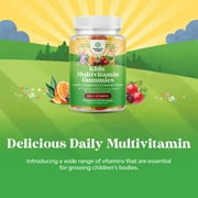 Plant Based Kids Multivitamin Gummies - Multivitamin for Kids Immune Support with Vitamins A, C, D3, E, B6 & B12, Zinc & Iodine - Children's Vitamins Chewable Formula for Strong Health - 90 Count