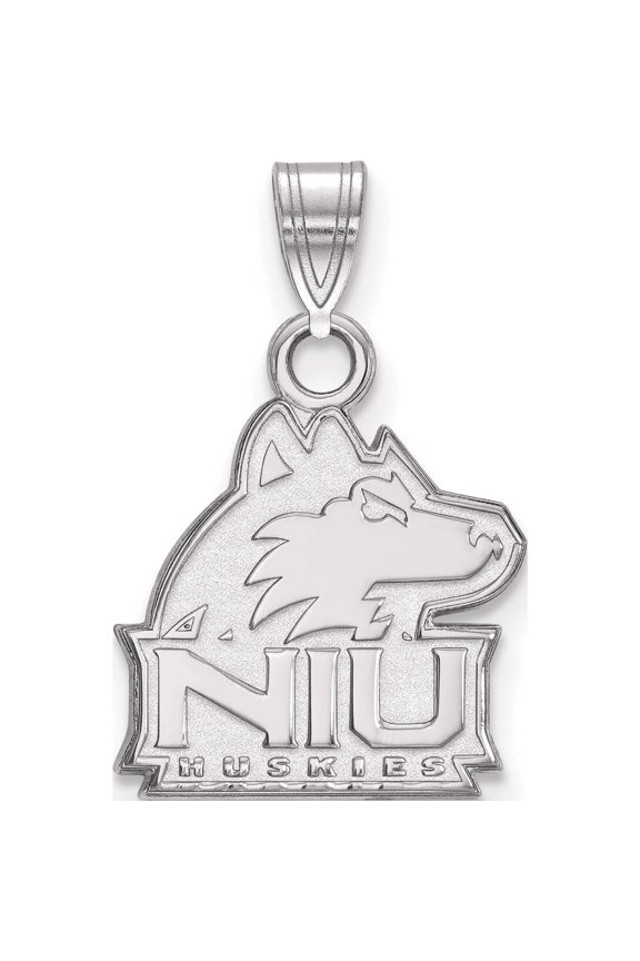 Sterling Silver S. Rh-Plated Logoart Northern Illinois University Small Pendant (18 X 12) Made In United States ss002niu