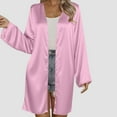 thumbnail image 2 of hotojiny Satin Cardigan for Women Soft Comfy Long Sleeve Lightweight Coat Solid Color Open Front Long Silky Cardigan, 2 of 6