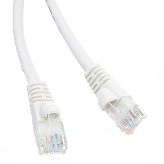 Cat6A White Ethernet Patch Cable, Snagless - Molded Boot, 500 Mhz, 2 Foot