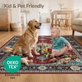 thumbnail image 4 of ODIKA 4'x6' Ultra-Soft Area Rug, Boho Oriental Medallion With Floral Border And Vintage Scrolls None Washable, Bare feet friendly, Silk-Touch for Bedroom Home office, 4 of 7
