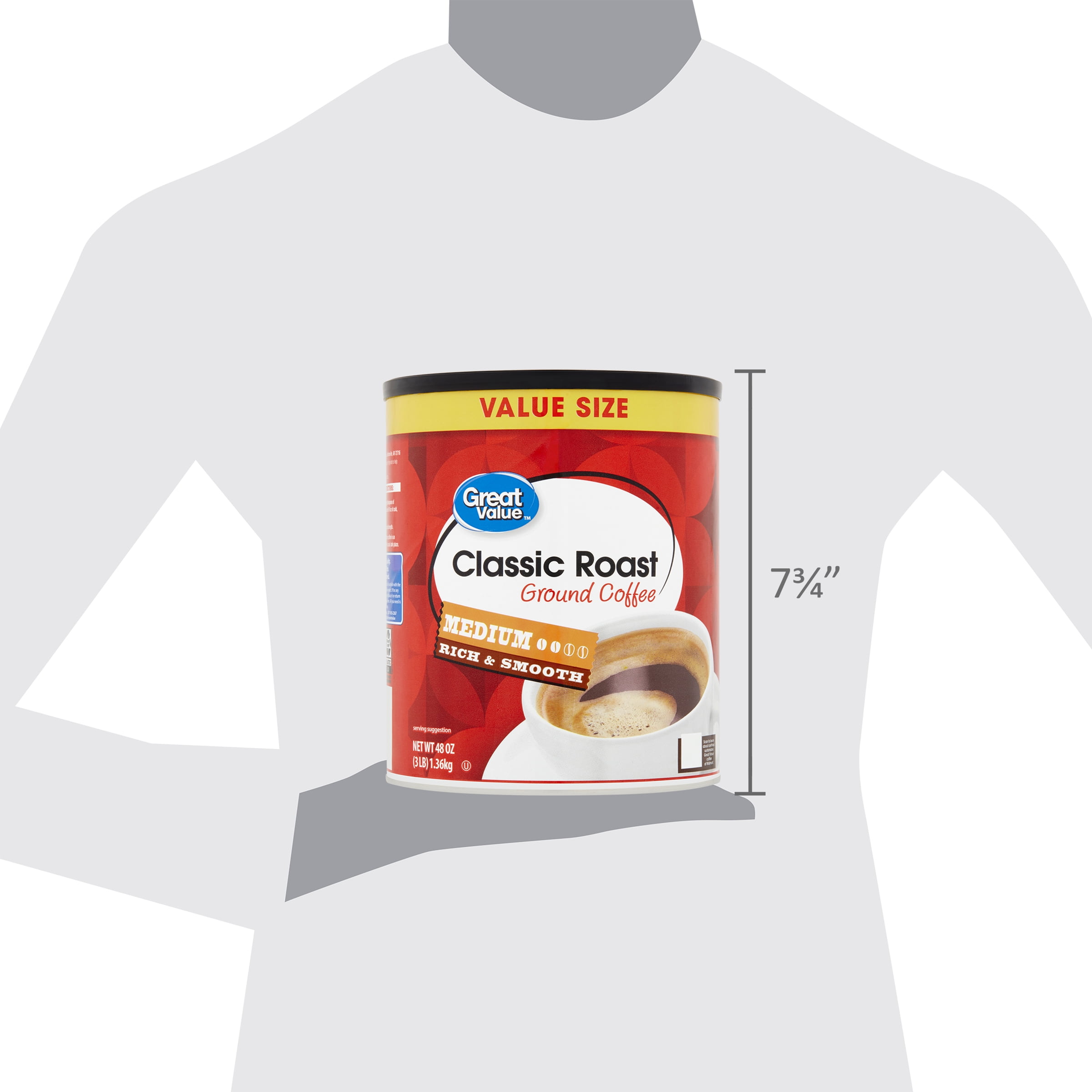Great Value Classic Roast Medium Ground Coffee, Value Size, 48 oz