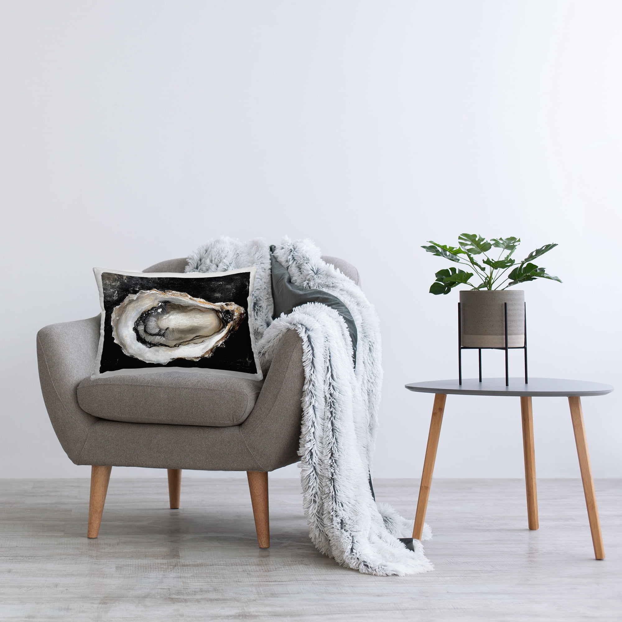 Stupell Industries Black Oyster Pearlescent Shell Decorative Printed Throw Pillow, design by LSR Design Studio, 14 x 7 x 20