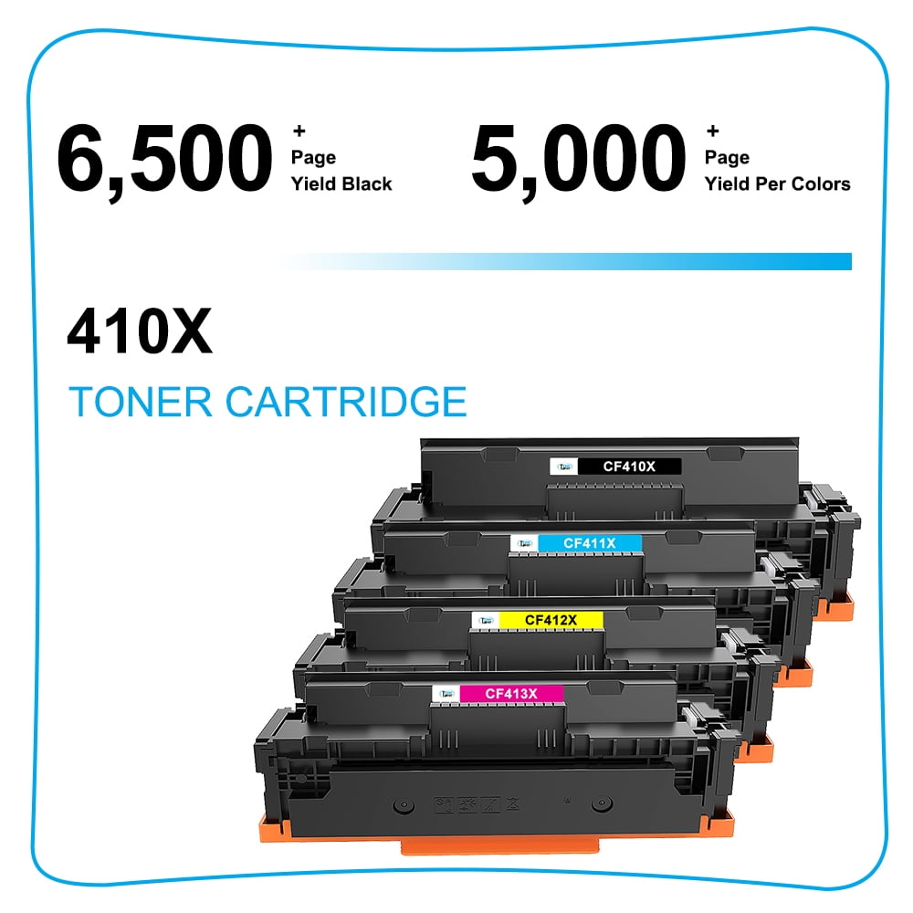 410X Toner Cartridge Compatible for Color Laserjet Pro MFP M477fnw M477fdw M452dn 410A 410X CF410A CF410X | M477fdn M452nw M477 M452 M377 Printer Ink (Black Cyan Yellow Magenta, 5-Pack)