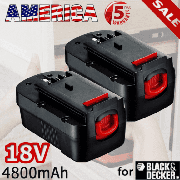 2Pack 4.8Ah 18V Ni-Mh HPB18 Replacement Battery for B&Decker 18V Battery HPB18-OPE Compatible with FS18FL A1718 Firestorm Cordless Power Tools