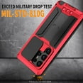 thumbnail image 7 of Aluminum Metal Gorilla Glass Shockproof Military Heavy Duty Sturdy Case for Samsung Galaxy S24 Ultra,Dteck Built-in Screen Full Body Protector Silicone Case Slide Lens Protection Kickstand Cover,Red, 7 of 7