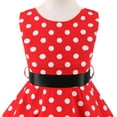 thumbnail image 3 of IBTOM CASTLE Kids Girls 50s Vintage Polka Dot Casual Dress Swing Rockabilly Prom Party Dresses Audrey Wedding Formal Cocktail Evening Gown 5-6 Years Red, 3 of 8