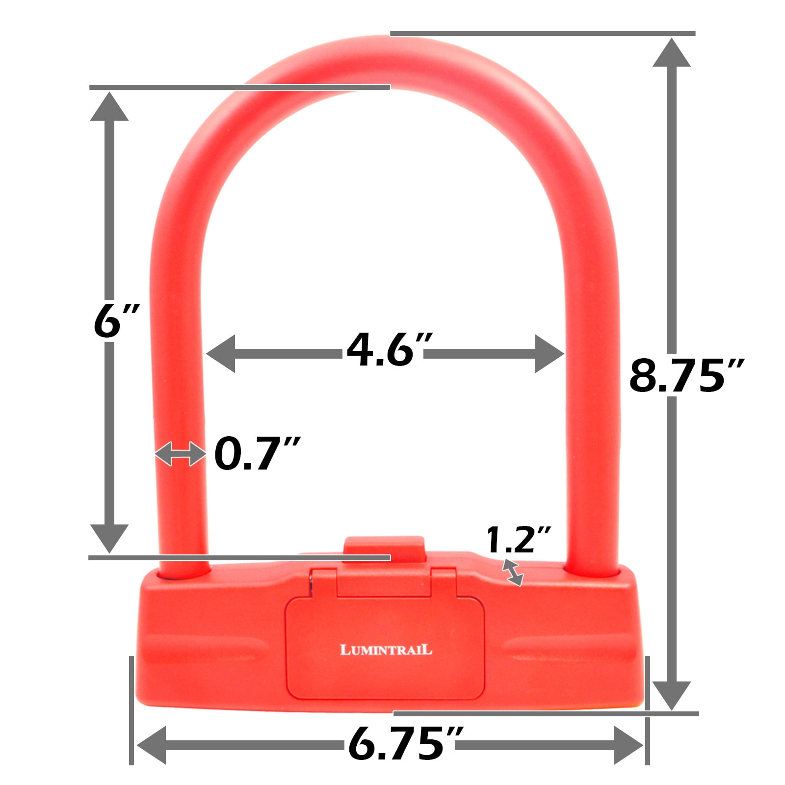 Lumintrail 18mm Combination Bike U-Lock with 4 ft Braided Steel Cable Heavy Duty