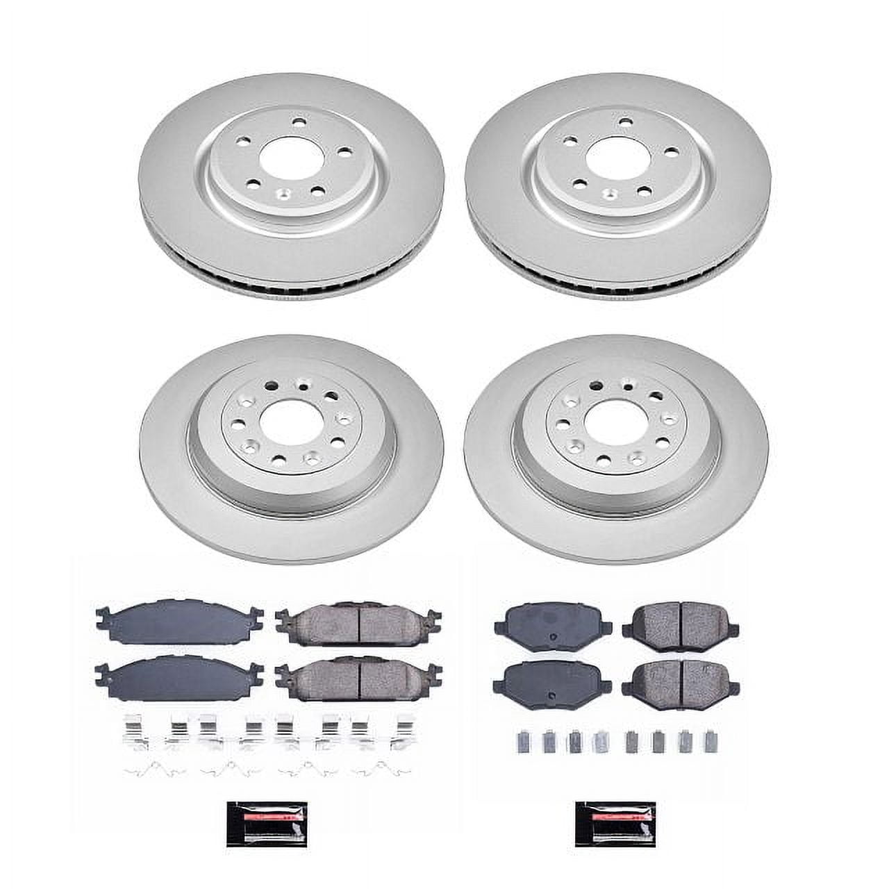 PowerStop Front and Rear Geomet Coated Brake Rotor and Pad Kit Fits: LINCOLN Select Models CRK8971