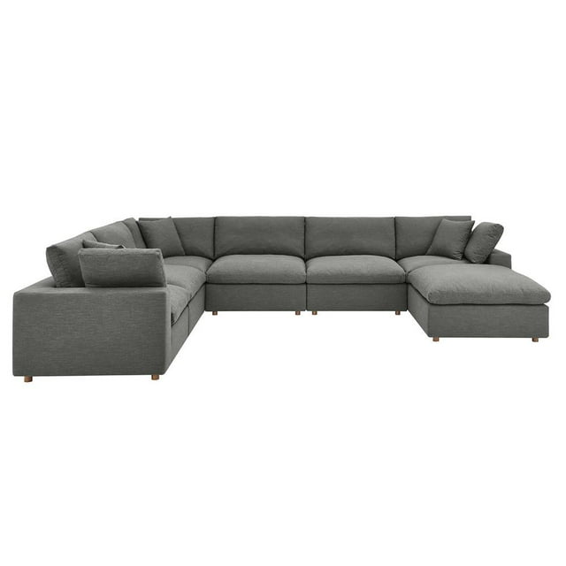 Modway Commix Canapé Sectionnel 7 Pcs Surrempli Garni de Duvet Gris