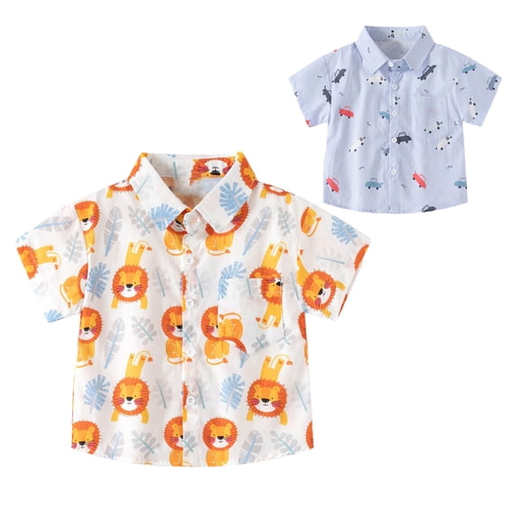 Rvasteizo Boys Short Sleeve T-Shirts Print Lapel Loose Short Sleeve Shirt Top for Boys 3-8Years