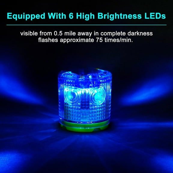 TRA-Solar Strobe Warning Light IP54 Waterproof LED Flashing Safety Light Bright Warning Lamp Outdoor for Construction Traffic Dock Marine Beacon Road Signs (Blue)