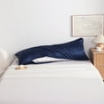 thumbnail image 2 of Lorviah Satin Body Pillowcase, Ultra Soft & Breathable 20"x54" Cover for Hair & Skin, Hypoallergenic, Hidden Zipper Closure, Navy Blue, 2 of 5