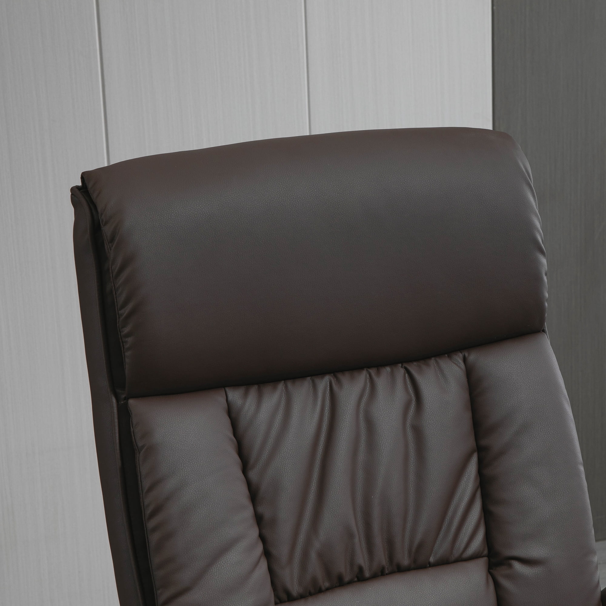 Brown PU Leather Recliner Office Chair with Ottoman, 135° Recline, 360° Swivel, High Back, Steel Frame