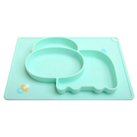 

Flcivsh Plastic Dinner Plate Baby All-In-One Silicone Tableware Baby Partitioned Dinner Plate C