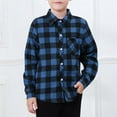thumbnail image 2 of APEXFWDT Boys' Plaid Button-Down Shirt Collared Long Sleeve Top with Pockets, Casual Kids' Wear, 2 of 9