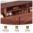 thumbnail image 5 of Farmhouse Queen Bed Frames with Bookcase Headboard, Wood Platform Bed with Storage and Charging Station, Cherry Red Brown, 5 of 13