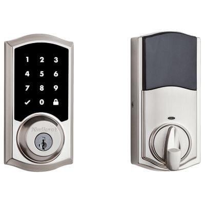 Kwikset 915 Touchscreen Electronic UL Deadbolt featuring SmartKey Security™ and Tustin Lever in Venetian Bronze/Satin