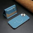 thumbnail image 5 of Allytechgroup 2-in-1 Magnetic Wallet Case for Apple iPhone 13, Detachable Card Holder with Zipper Pocket RFID Blocking Kickstand PU Leather Protective Flip Cover with 6 Slots, Lightblue, 5 of 6