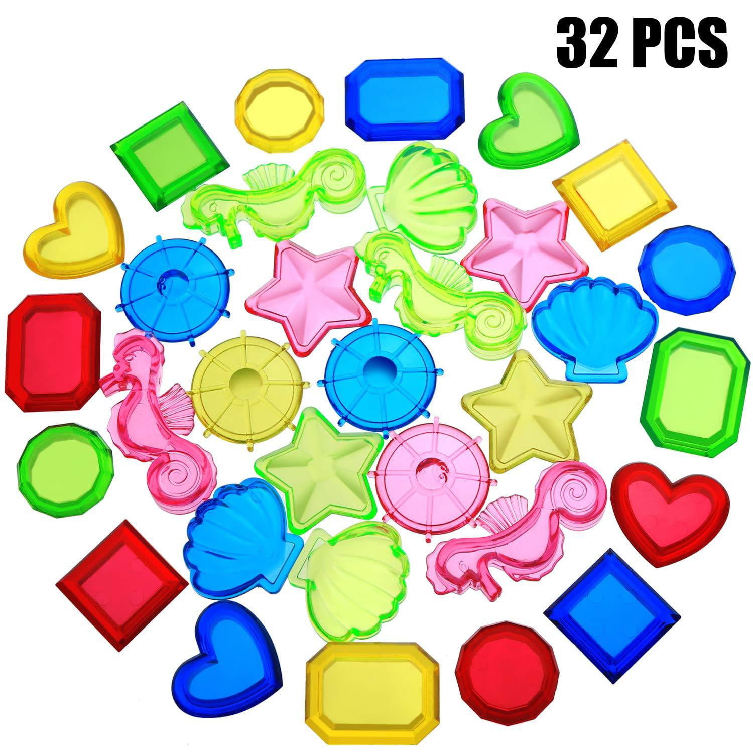 40 Pieces Sinking Dive Gems Underwater Swimming Toys Plastic Gem Toys for Summer Pool Beach Party Supplies Style Set 1 