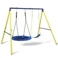 thumbnail image 3 of Outdoor Swing Sets Indoor/Outdoor Metal Swing Set with Safety Belt for Backyard,Swing Sets, 3 of 10
