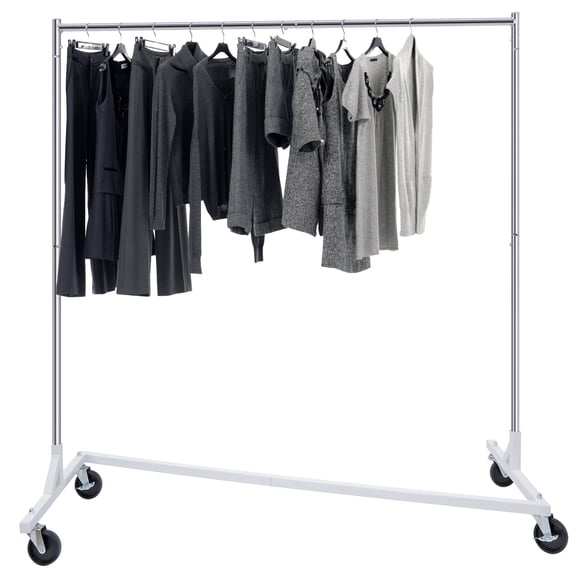 Heavy Duty Clothes Rack,220 LBS Capacity Metal Garment Rack with Lockable Wheels,Rolling Clothing Rack for Hanging Clothes, Freestanding Storage Organizer for Bedroom,Laundry, Boutique, Chrome Finish