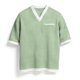 thumbnail image 3 of Ceisia Men's Casual Fashion Waffle Knit Short Sleeve Shirt - V-neck Color Block Top with Sleeve Zipper Pocket Mint Green L Gifts, 3 of 6