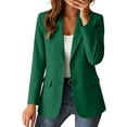 thumbnail image 2 of Yanchicy Blazer for Women Lapel Collar Long Sleeve Two Button Work Office Jacket Solid Color Business Casual Dressy Outerwear With Flap Pockets For Daily Commute Interview Going Out Outfits, 2 of 7