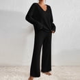 thumbnail image 7 of vigerkar 2 Piece Outfits for Women Long Sleeve Vneck Tops and Wide Leg Pants Ribbed Matching Lounge Set (Black, XL), 7 of 7