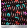 thumbnail image 3 of Soimoi Black Modal Satin Fabric Bow & Stripe Printed Fabric 1 Yard 42 Inch Wide, 3 of 3