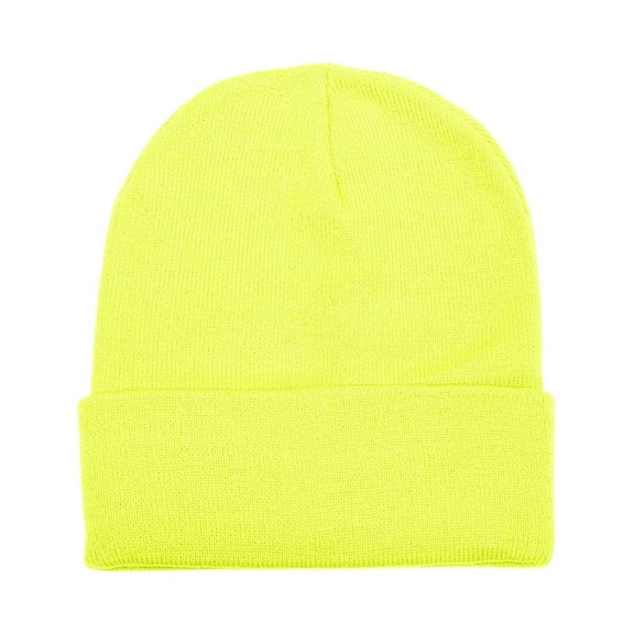 Falari Unisex Beanie Cap Knitted Warm Solid Color Lemon