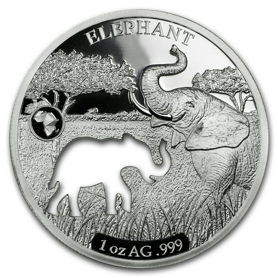 2018 Djibouti 1 oz Silver Shapes of Africa (Elephant)