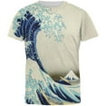 thumbnail image 1 of Great Wave Tsunami Japanese Painting All Over Mens T Shirt, 1 of 1