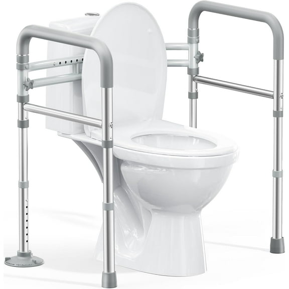 Toilet Safety Rails for Seniors, FSA HSA Eligible Adjustable Height & Width 350lb Toilet Handles for Elderly and Disabled, Foldable Toilet Safety Frame, Fit Any Toilet