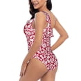 thumbnail image 4 of Gaeub Red Flowers Women's One Shoulder Ruffle Tummy Control Swimwear for Swimming Surfing Beach Party - Small, 4 of 8