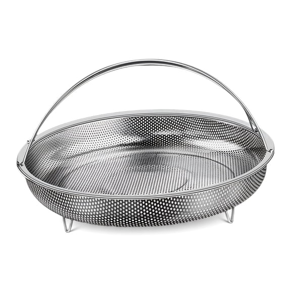 Steamer Basket – 18/8 Stainless Steel, (8.9 in) Diameter, with Handle & Feet, for Vegetables, Eggs, Buns, Food-Grade
