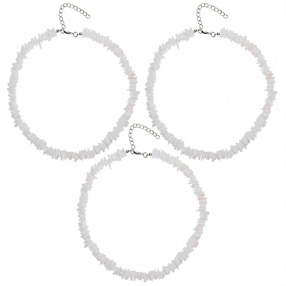DESIGNICE 3Pcs Shell Necklace White Conch Clam Chips Necklace Ocean Vibes Beach Necklaces for Women
