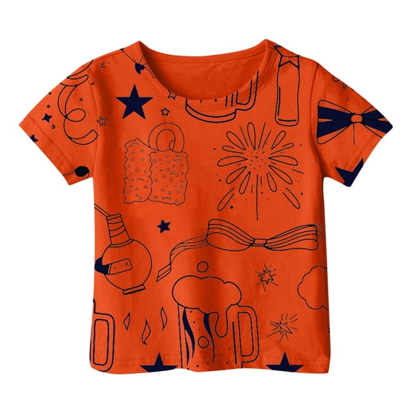 XASZHN Shirt Day T Shirt for Kids Shirts Rainbow Tee Tops 1 Girls Dress Shirts Orange 3-4 Years