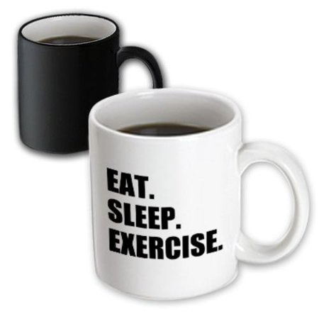 3dRose Eat Sleep Exercise. Gifts for gym bunny or keep fit fitness enthusiast, Magic Transforming Mug, (Best Gifts For Fitness Enthusiasts)