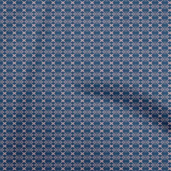 oneOone Polyester Spandex Dark Blue Fabric Geometric Quilting Supplies Print Sewing Fabric By The Yard 56 Inch Wide