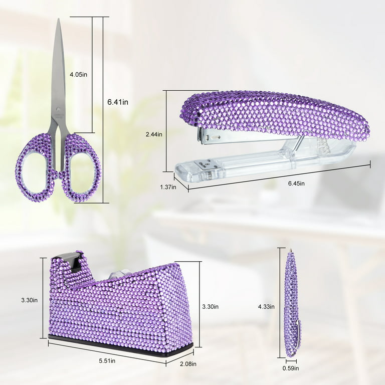 Bling Pasted Crystal 4 Piece Office Stationery Set,Desk Accessory