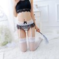 thumbnail image 1 of Lingerie Aguichant pour Femmes, Bas, Jarretelles en Dentelle, String, Taille Unique, 1 of 8