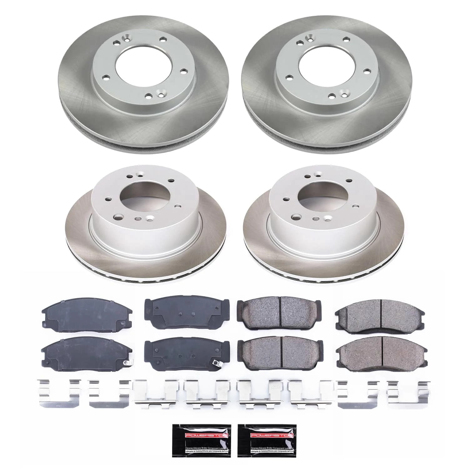 PowerStop Front and Rear Semi-Coated Rotor and Low-Dust Ceramic Brake Pad Kit SC5900